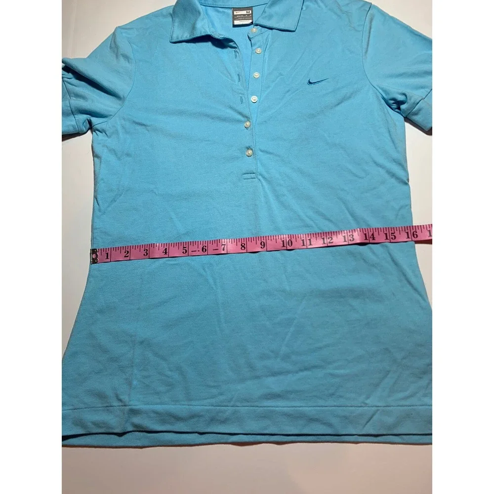 Nike Golf Fit Dry Blue Short Sleeve Collar Button V-Neck Top Medium